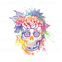 Colorful Sugar Skull Flower Paint Splatter #794 Sublimation 