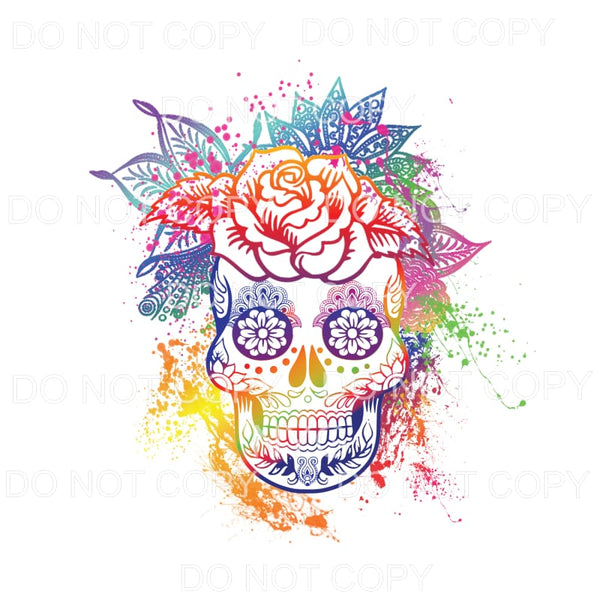 Colorful Sugar Skull Flower Paint Splatter #794 Sublimation 