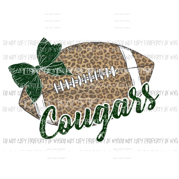 COUGARS Football Leopard GREEN Sublimation transfers Heat Transfer