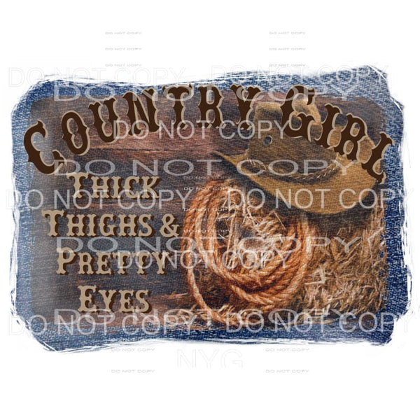 Country Girl Thick Thighs & Pretty Eyes Denim Cowboy Hat 