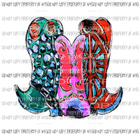 Cowboy Boots Trio Sublimation transfers Heat Transfer