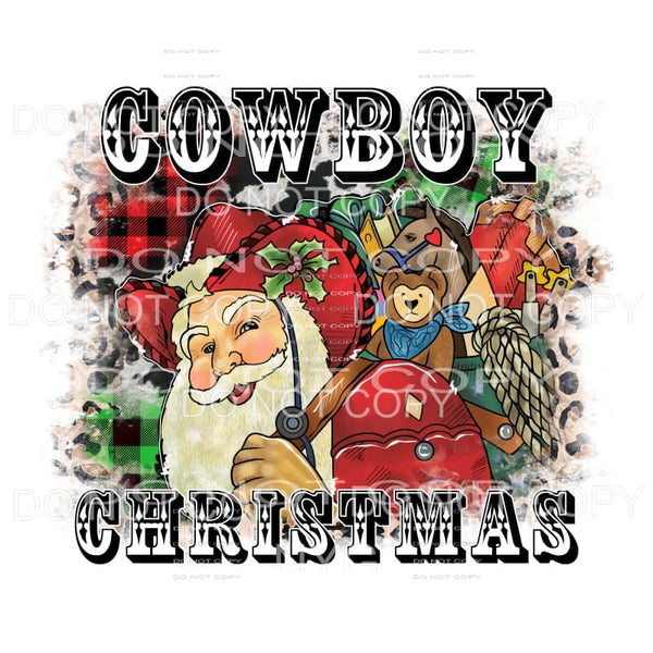 Cowboy Christmas Santa Cowboy Hat Toys Green Red Plaid 