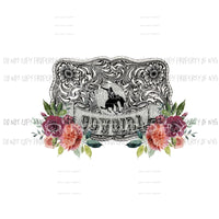 Cowgirl Buckle floral Sublimation transfers Heat Transfer