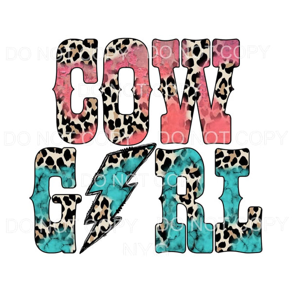 Cowgirl Pink Turqoise Leopard Letters Lightning Bolt #213 