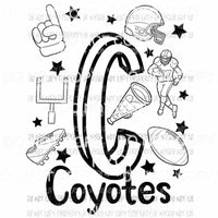 Coyotes football spirit doodle Sublimation transfers Heat Transfer