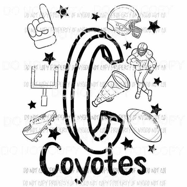 Coyotes football spirit doodle Sublimation transfers Heat Transfer