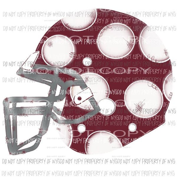 Crimson and white - maroon football helmet Sublimation transfers Heat Transfer