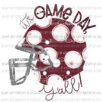 Crimson - Maroon white Its game day yall football helmet alabama Sublimation transfers Heat Transfer