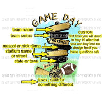 CUSTOM Game Day Picture shows details i need and in description must purchase 10 the first time Sublimation transfers Heat Transfer