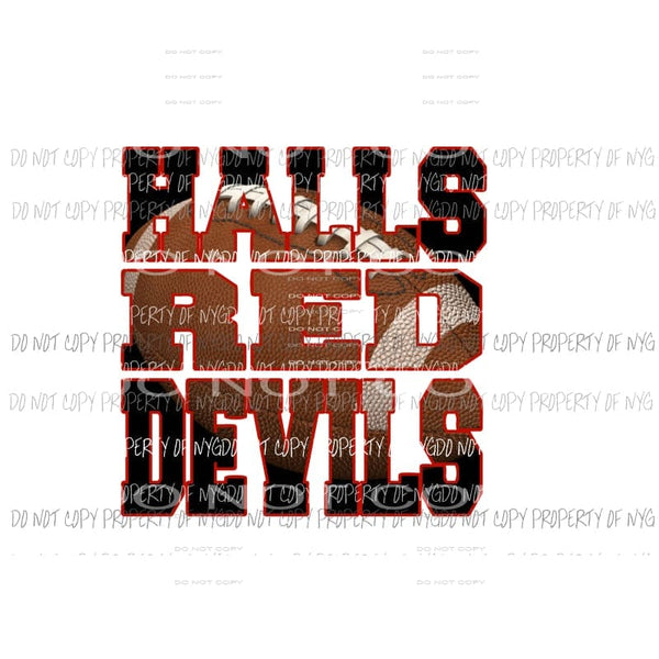 Custom School Halls Red Devils Football Sublimation transfers Heat Transfer