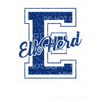 Custom School Letter E Elk Head Royal Blue Sublimation 