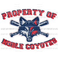 Custom School Property of Coyotes Sublimation transfers Heat Transfer