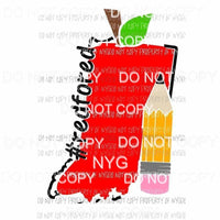 Custom State Indiana school teacher Sublimation transfers Heat Transfer