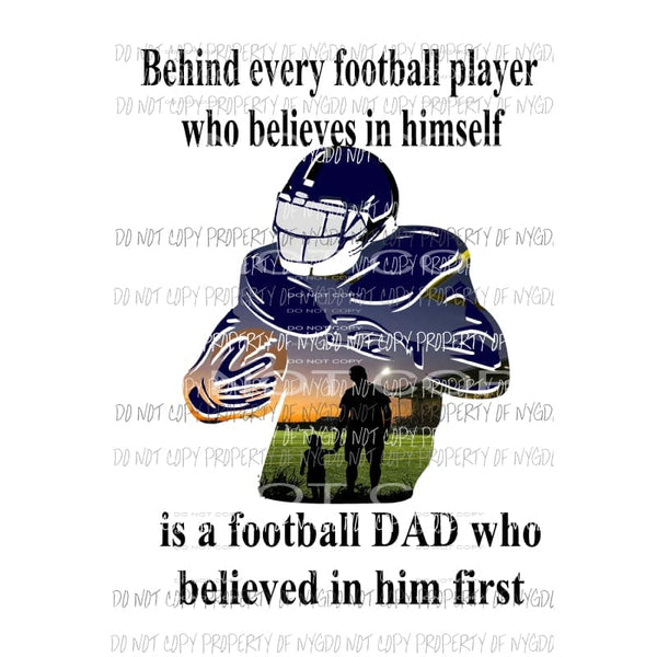 DAD VERSION behind every football player non custom Dark Blue DAD Sublimation transfers Heat Transfer