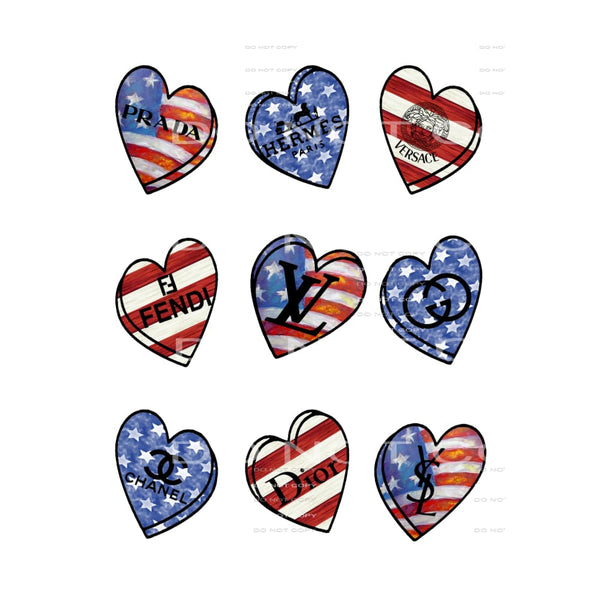 designer flag hearts # 12108 Sublimation transfers - Heat 