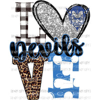 Devils Love face blue and silver heart love polka dot Sublimation transfers Heat Transfer