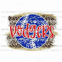 Dodgers baseball leopard Sublimation transfers Heat Transfer