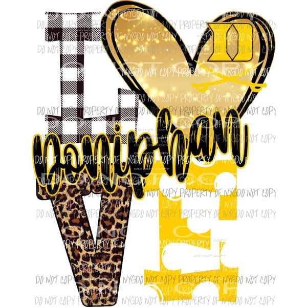 Doniphan #2 Love D yellow black and gold heart love polka dot Sublimation transfers Heat Transfer