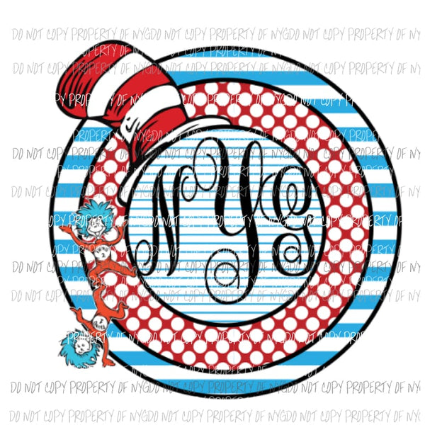 Dr Suess # 233 Personalized monogram Sublimation transfers Heat Transfer