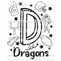 Dragons football spirit doodle Sublimation transfers Heat Transfer