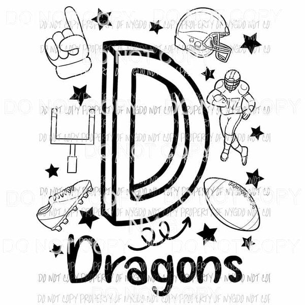 Dragons football spirit doodle Sublimation transfers Heat Transfer