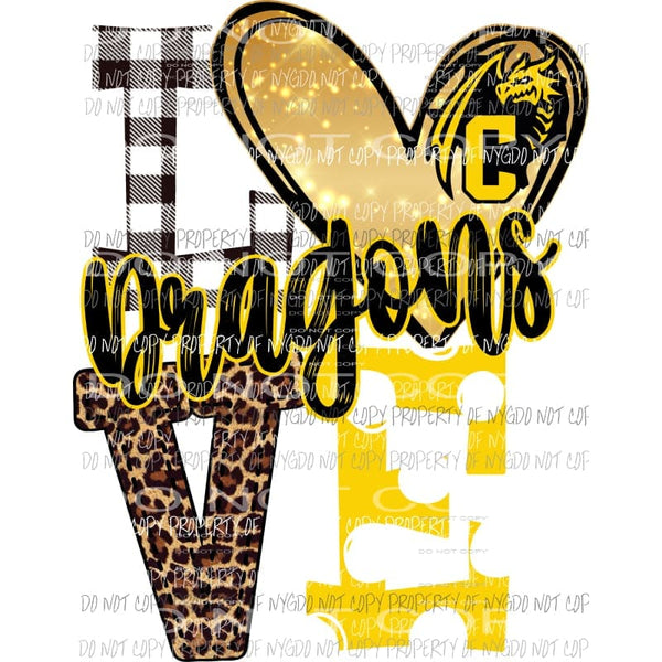 Dragons Love polka dot yellow and black Sublimation transfers Heat Transfer