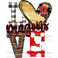 Dragons Love red and gold heart texas S love polka dot Sublimation transfers Heat Transfer