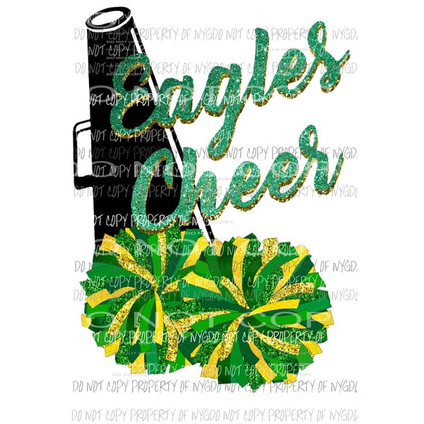 Eagles Cheer Green and gold Sublimation transfers Heat Transfer