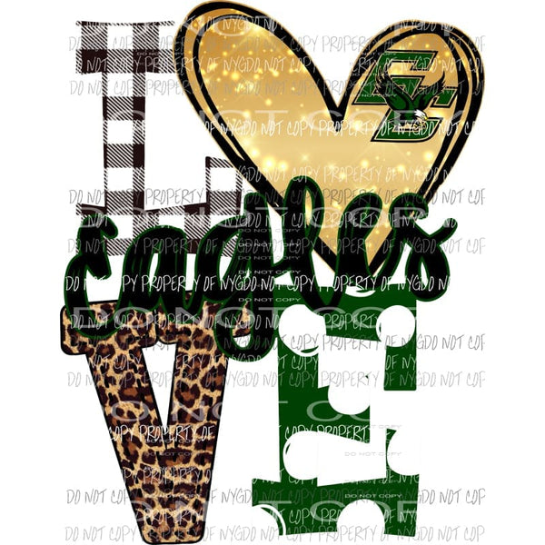 Eagles Green GC Love Polka dot leopard heart Sublimation transfers Heat Transfer