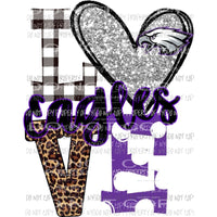 Eagles Green GC Love polka dot leopard silver heart Sublimation transfers Heat Transfer