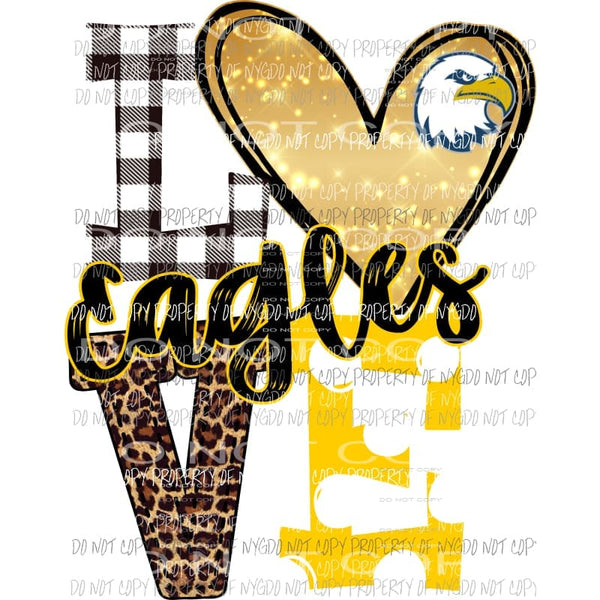 Eagles LOVE Gold leopard polka dot heart Sublimation transfers Heat Transfer