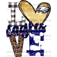 Eagles LOVE navy and blue eagle love polka dot Sublimation transfers Heat Transfer