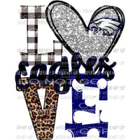 Eagles LOVE navy and silver heart love leopard polka dot Sublimation transfers Heat Transfer