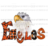 EAGLES orange black team mascot Sublimation transfers Heat Transfer