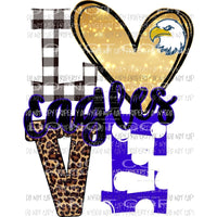 Eagles White face royal blue and gold heart love polka dot Sublimation transfers Heat Transfer