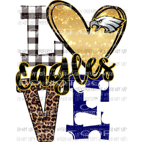 eagles yellow and blue eagles love polka dot Sublimation transfers Heat Transfer