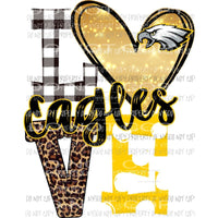 Eagles Yellow and gold heart love polka dot Sublimation transfers Heat Transfer