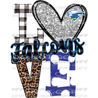 Falcons bird royal blue and silver heart love polka dot Sublimation transfers Heat Transfer