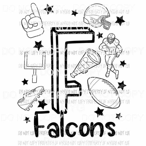 Falcons football spirit doodle Sublimation transfers Heat Transfer