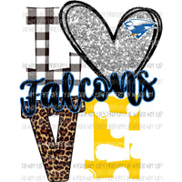 Falcons Love polka dot love blue Sublimation transfers Heat Transfer