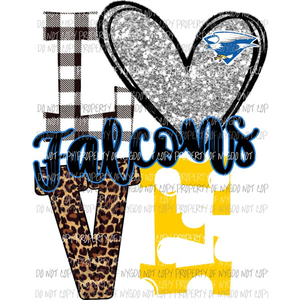 Falcons Love polka dot love blue Sublimation transfers Heat Transfer