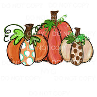 Fall Pumpkin Trio Orange Polka Dots Sublimation transfers - 