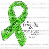 Fearfully and Wonderfully Made Lime Green ribbon Sublimation transfers Heat Transfer