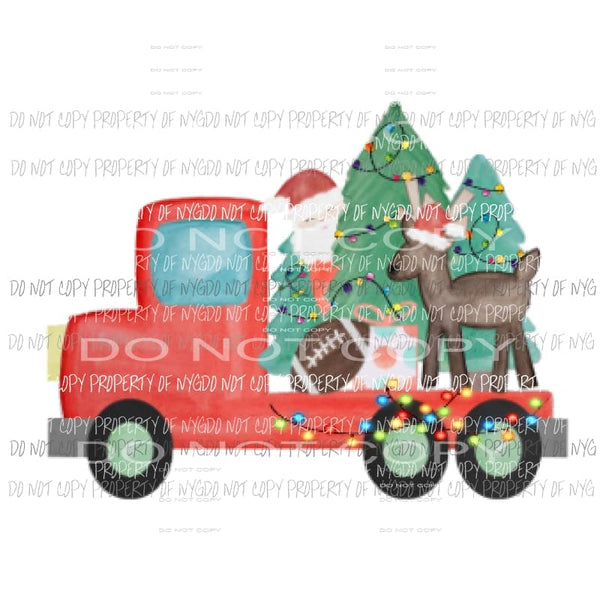 Flatbed Truck santa with lights Sublimation transfers Heat Transfer