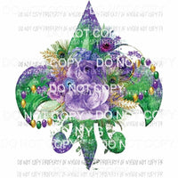 Fleur De Lis #1 beads roses green purple Sublimation transfers Heat Transfer