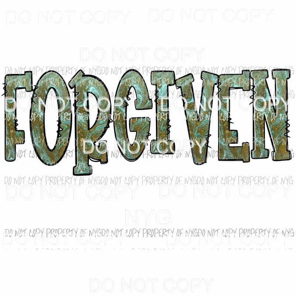 Forgiven #3 blue gold Sublimation transfers Heat Transfer