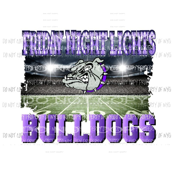 Friday Night Lights FNL BULLDOGS PURPLE Custom football Sublimation transfers Heat Transfer