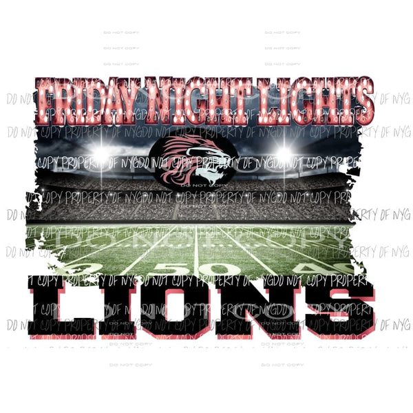 Friday Night Lights Lions Red School Custom Sublimation transfers Heat Transfer