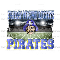 Friday Night Lights Pirates blue and yellow Sublimation transfers Heat Transfer