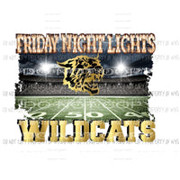 Friday Night Lights Wildcats Black and gold Sublimation transfers Heat Transfer